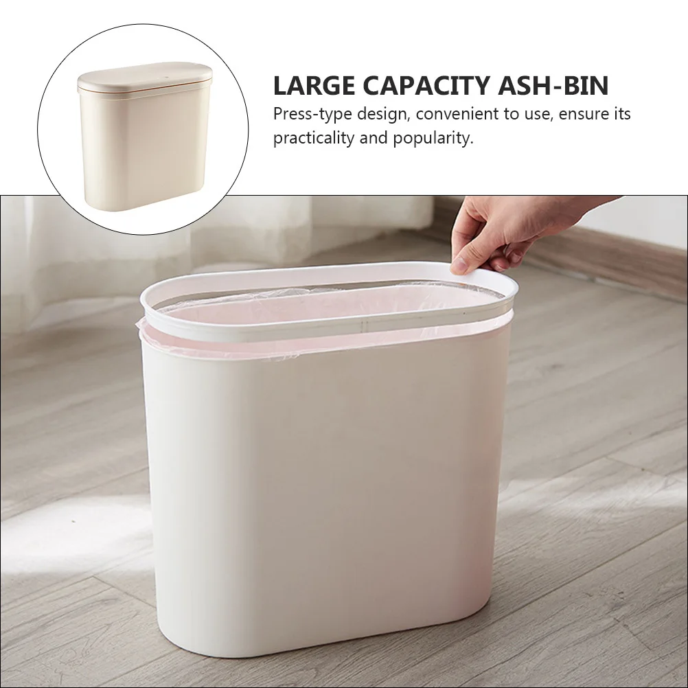 

1pc Press-Type Large Capacity Plastic Trash Can Abs Pp Material Household Waste Bin For Bathroom Toilet Office Simple