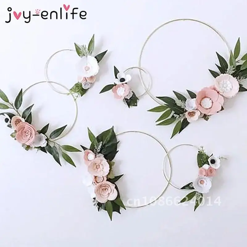 Home Christmas Decor Floral Hoop Metal Hoop Wreath Artificial Flower Wedding Decoration 10-40cm Rattan Wreath for Hanging