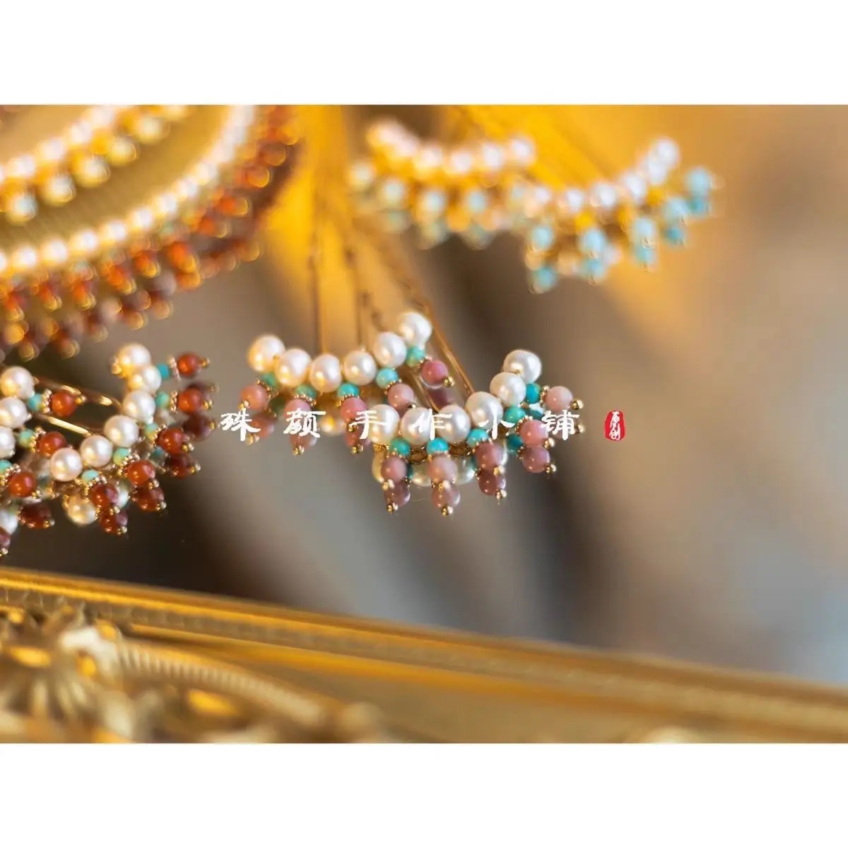 Vintage Faux Pearl Beaded Chinese Hair Combs Pins For Hanfu Xiuhe Song Ming Dynasty Traditional Wedding Party Hair Accessories