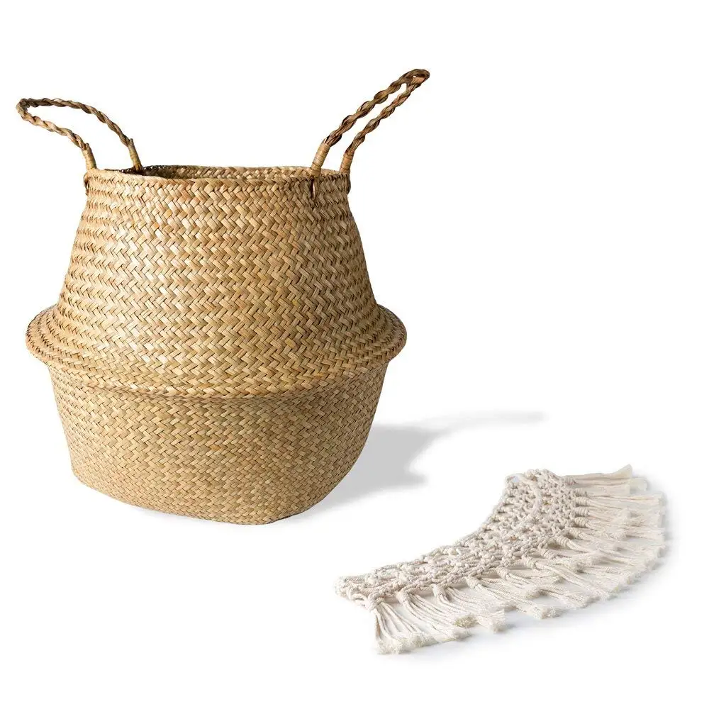 Macrame Home and garden kitchen accessories storage Organizer seagrass storage wicker basket storage basket flower pot basket