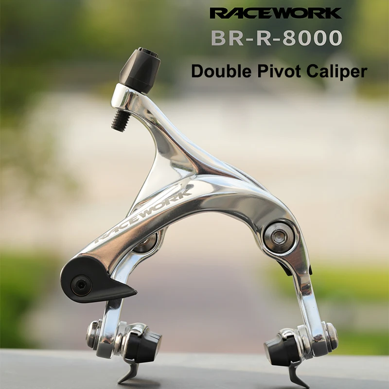 RACEWORK Road Bike Dual Pivot Calipers R8000 Bicycle Brake Polished Silver Front Rear Side Pull Caliper Rim Folding Bike C Brake