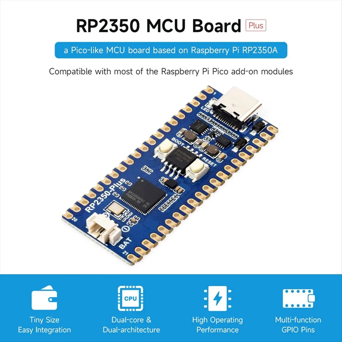 ABGZ For 2 RP2350 Plus Development Board Dual-Core Processor Microcontroller Compatible with for RPI A