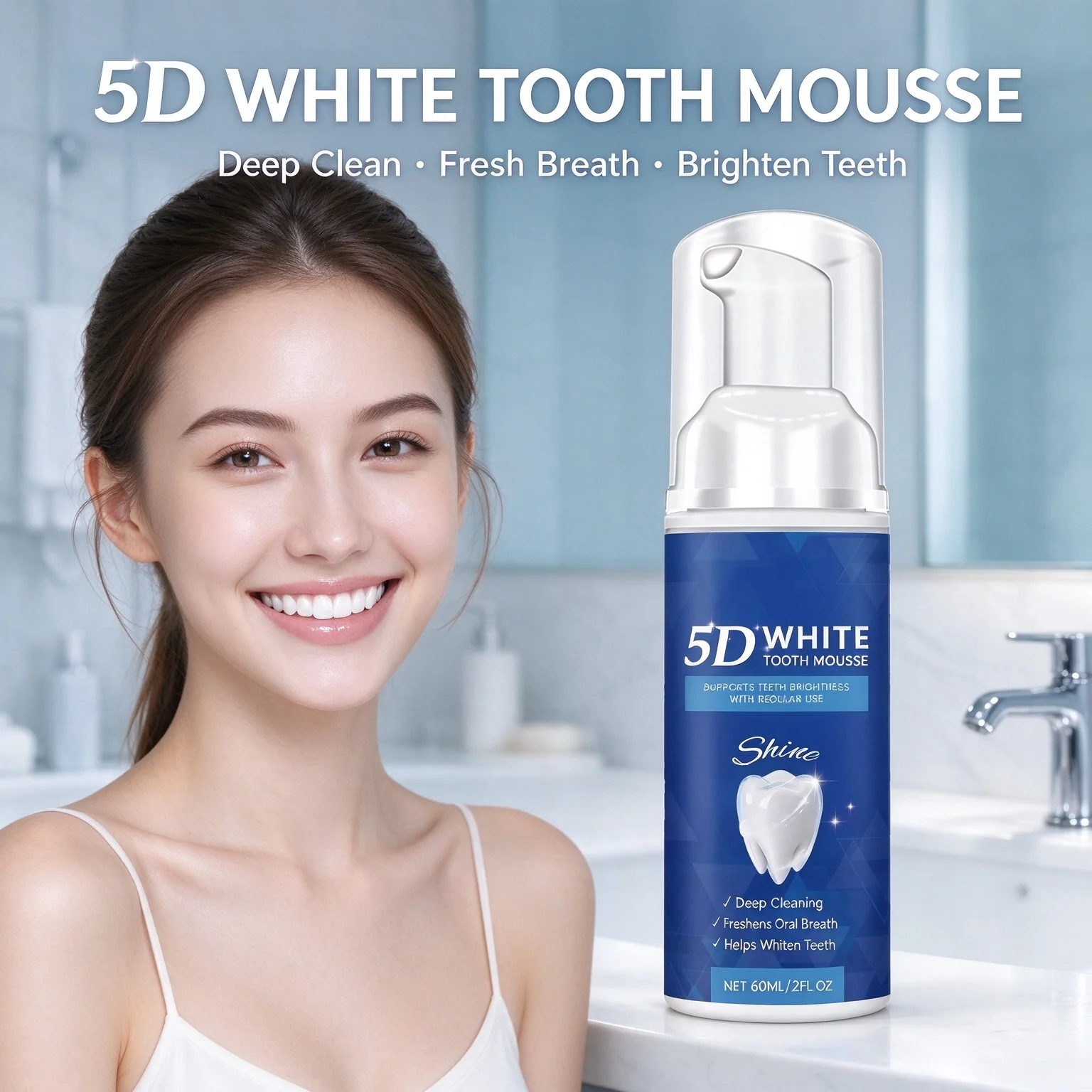 5D Toothpaste Bleaching Mousse Removing Yellow Teeth Protect Enamel Oral Hygiene Brighten Smile Fresh Breath Tooth Care Product