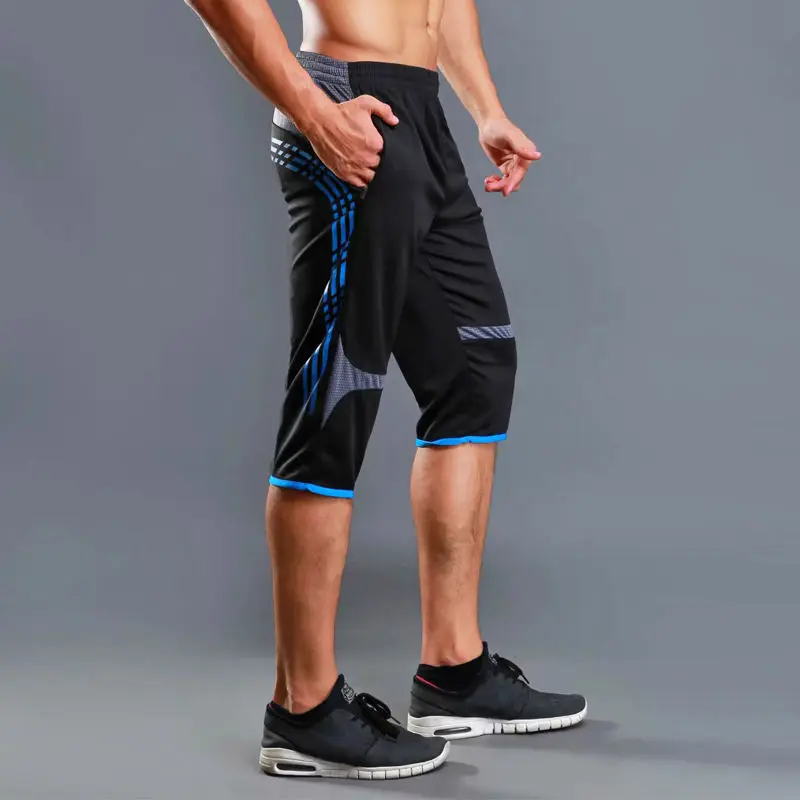 Pantalones cortos deportivos a rayas para hombre, Shorts transpirables de secado rápido, talla grande