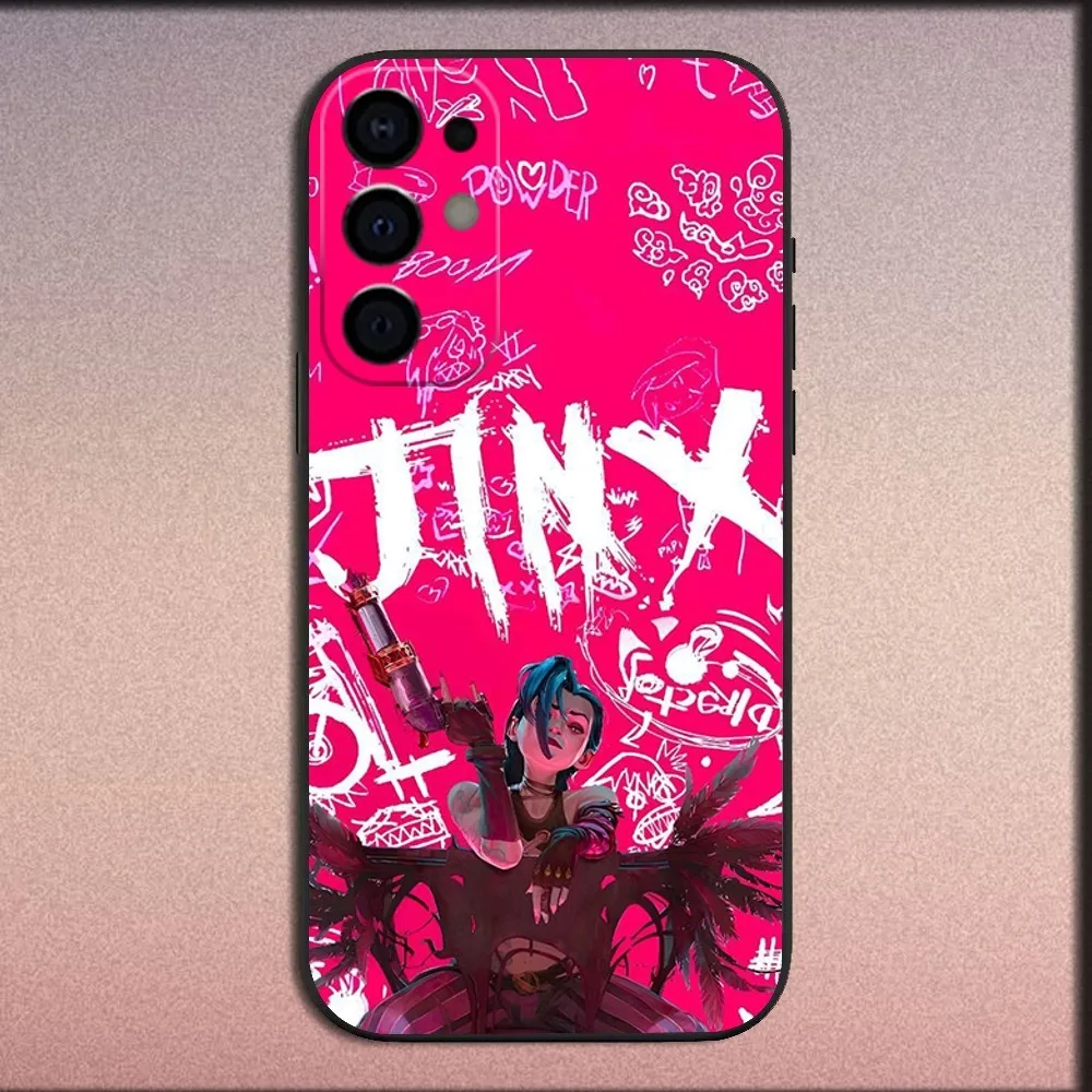 حافظة هاتف أنيمي غامضة J-Jinx L-LOL لهاتف سامسونج S25، S24، S21، S22، S23، S30، Ultra، S20، Plus، Fe، Lite، Note، 10,9,5G غطاء ناعم أسود