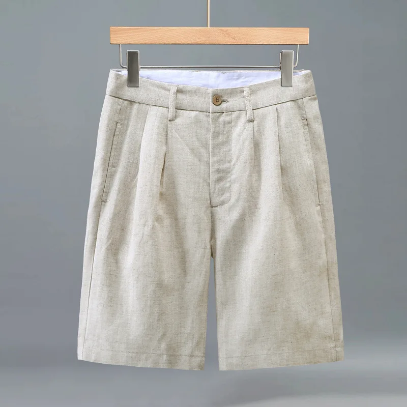 

Men's Japanese Vintage Lyocell Linen 5-Inch Shorts Summer Loose Fit Breathable Cool Beach Shorts for Summer