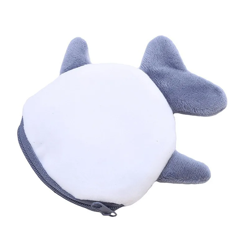 Plush Grey Small Whales Coin Purse Cute Zipper Women's Coin Wallet Shark Shape Girls Earphone Money Storage Bag Key Bag Purse