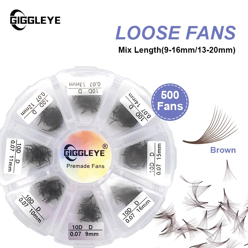 Brown Premade Fans Eyelash Extension 500 pcs Pointy Thin Base Promade Loose Fans Stable D Curl Mix Lengths Pre Made Volume Lashe