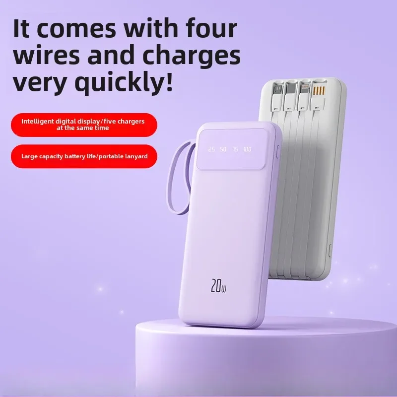 BCAK Bring Your Own Cable, Power Bank 20000mAh, Large-capacity Fast Charging Mobile Power Supply for Xiaomi Device Charging