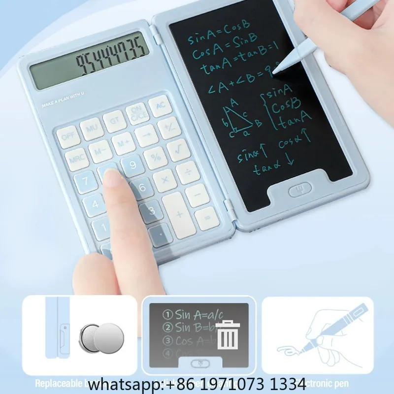 Handwritten Calculator LCD Screen Notepad 12 Big Buttons Portable Calculator for Business School Home Work Space LCD Calculator