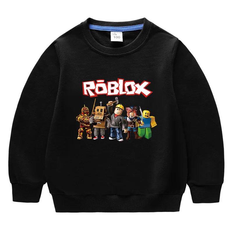ROBLOX ربيع الخريف جديد ملابس الأطفال الصغيرة والمتوسطة جولة الرقبة هوديي الطفل طويلة الأكمام القطن الطفل أعلى للرجال والنساء
