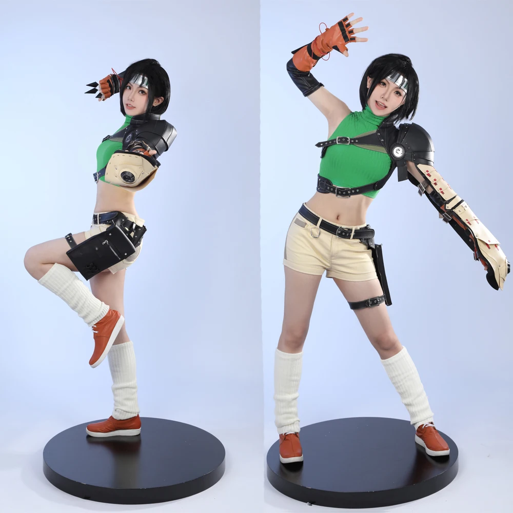 Yuffie Kisaragi Cosplay High Quality Game FF 7 Costume Female Fantasy VII Green Vest Shorts Outfit Individual Items Are Sold