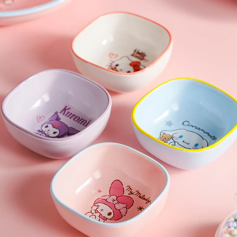 Sanrio Kawaii Flavor Dish HelloKitty Kuromi My Melody Children's Dish Snack Fruit Food Bowl Cute Tableware Tableware Gift