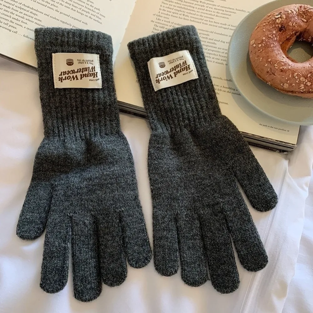 Cozy One Size Full Finger Knitted Gloves Warm Lining 10Colors Warm Winter Gloves Faux Cashmere Gloves Women