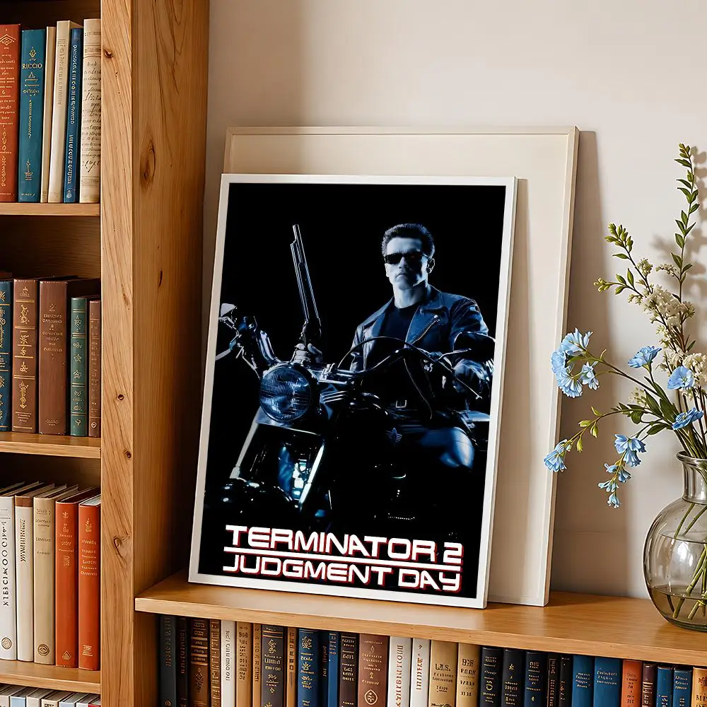 Movie Terminator T800 Sarah Connor Poster HD Self Adhesive Wall Art Waterproof Removable  for Bedroom Living Room Home Decor