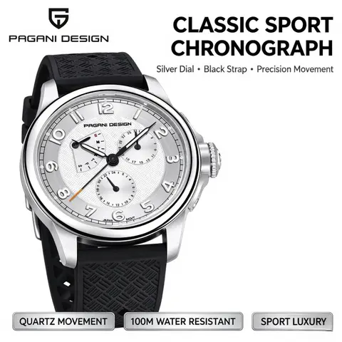 Pagani Design Man Watch 40mm Japan TMI VH88 Movt Sapphire Crystal Calendar 24 Hours 100M Waterproof Quartz Wristwatch Reloj Homb