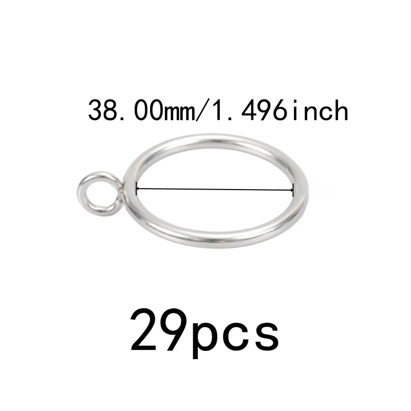 38mm Eyelet Curtain Hangers 29 pcs, Rust Resistant Finish, Easy Install Simple Hang, for Home Fabric Hanging, Silver