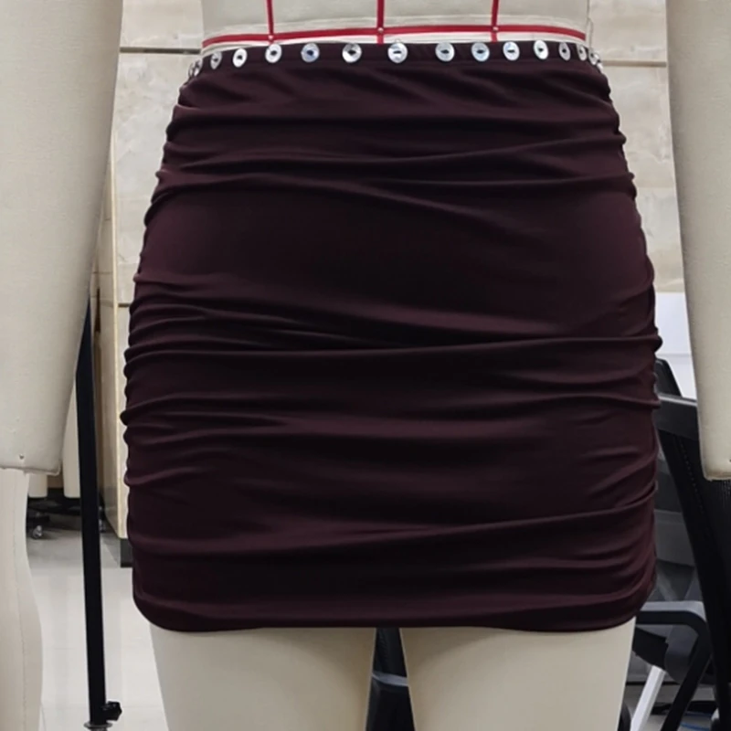 

Женская облегающая мини-юбка с плиссировкой, однотонная, повседневная, приталенная, стильная, с декоративными пуговицами, с низкой посадкой, короткая