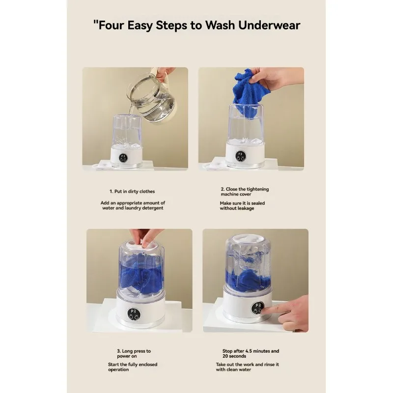 

Портативная мини-стиральная машина с питанием от USB для нижнего белья и носков, легкий дизайн-B27C