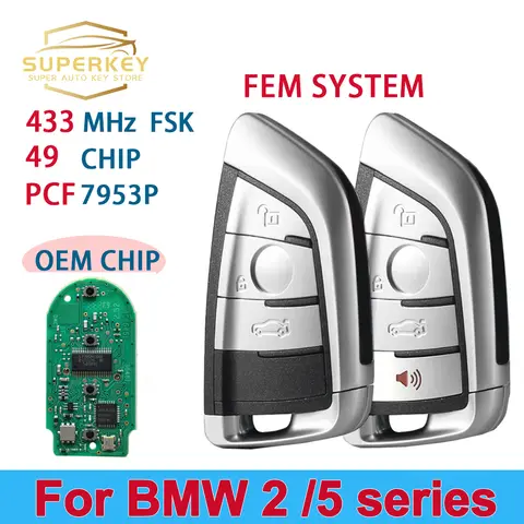 SUPERKEY FEM 스마트 프로믹시티 고 자동차 키, BMW 1 3 5 7 시리즈 X1 X3 X5 X6 X7 F 시스템 2013 2014 2016 2018, 433.92 MHZ