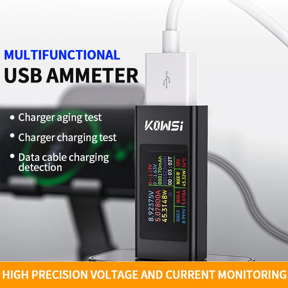 KWS-MX23 Multifunktions-USB-Tester HD 1,06 Zoll IPS-Display Spannungs-Amperemeter Leistungsmesser für DC 4-30V 0-8A – Detail 16