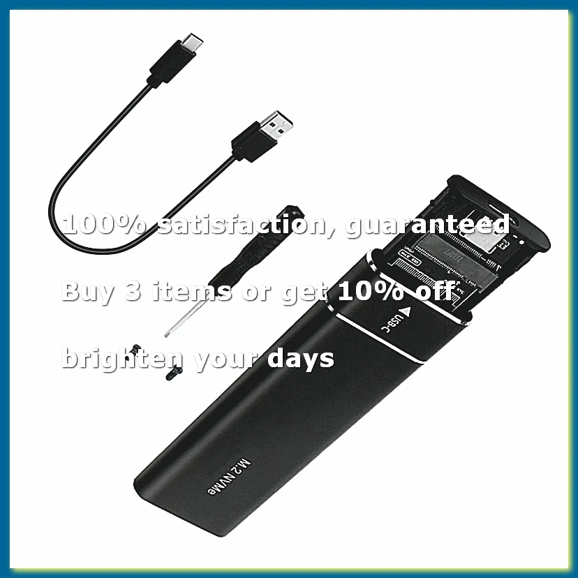 Nvme Adapter M2 SSD Enclosure USB 3.1 Type-C External Protocol M and for Supports Ethernet Keys Graphics Black