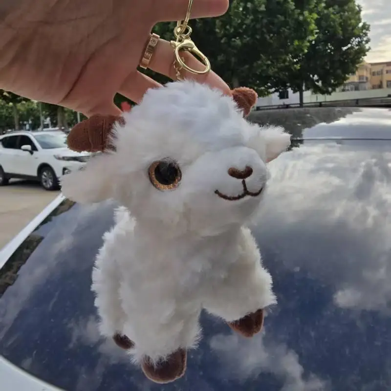 Cute Fluffy Sheep Plush Key Ring Soft Lamb Doll Bag Charm Stuffed Toy for Friends 2027 New Year Gift