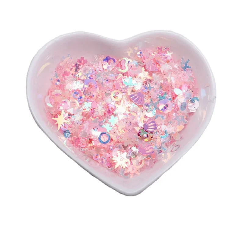 Transparent Pink Sequins Paillettes Mix Snowflake Heart Flower Round Shape Sequin for Nails Art Manicure Wedding 20g