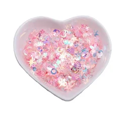 Transparent Pink Sequins Paillettes Mix Snowflake Heart Flower Round Shape Sequin for Nails Art Manicure Wedding 20g