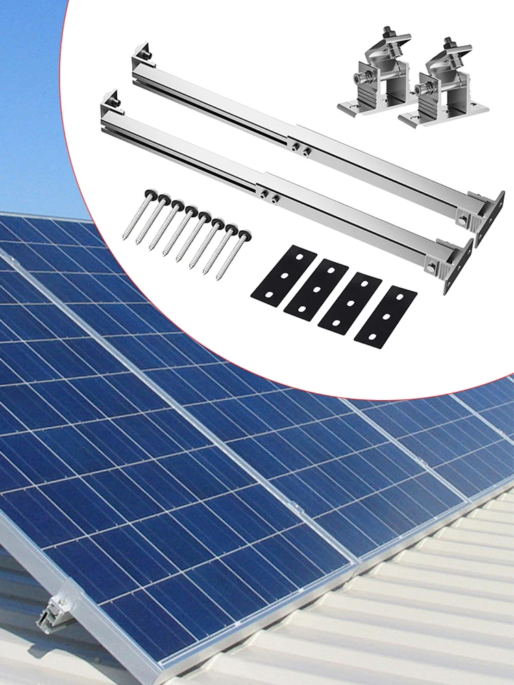 Uchwyt do paneli słonecznych ze stopu aluminium, zestaw końcówek mocujących, regulowany wspornik do montażu paneli słonecznych, kąt nachylenia 15-30 stopni