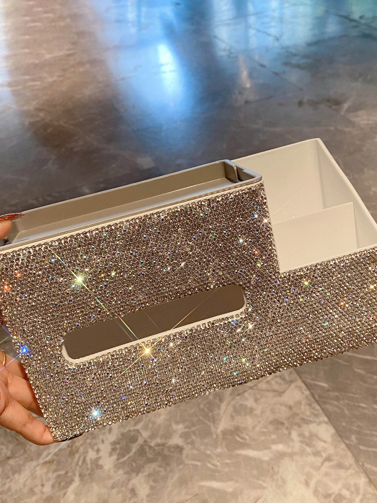 

Роскошный органайзер для пультов с бриллиантовой инкрустацией, декоративный пластиковый ящик для хранения для гостиной и спальни