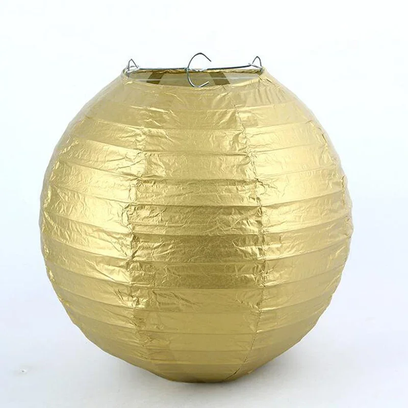 4inch-16inch Gold Silver White Wedding Paper Lantern Round Lamp Wedding Decor Glim Festival Birthday Party Home Decoration