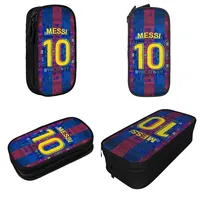 Girls Boys Large Storage Students School Pencilcases Argentina Number 10 Football Soccer Pencil Cases Messi Pen Holder Bags