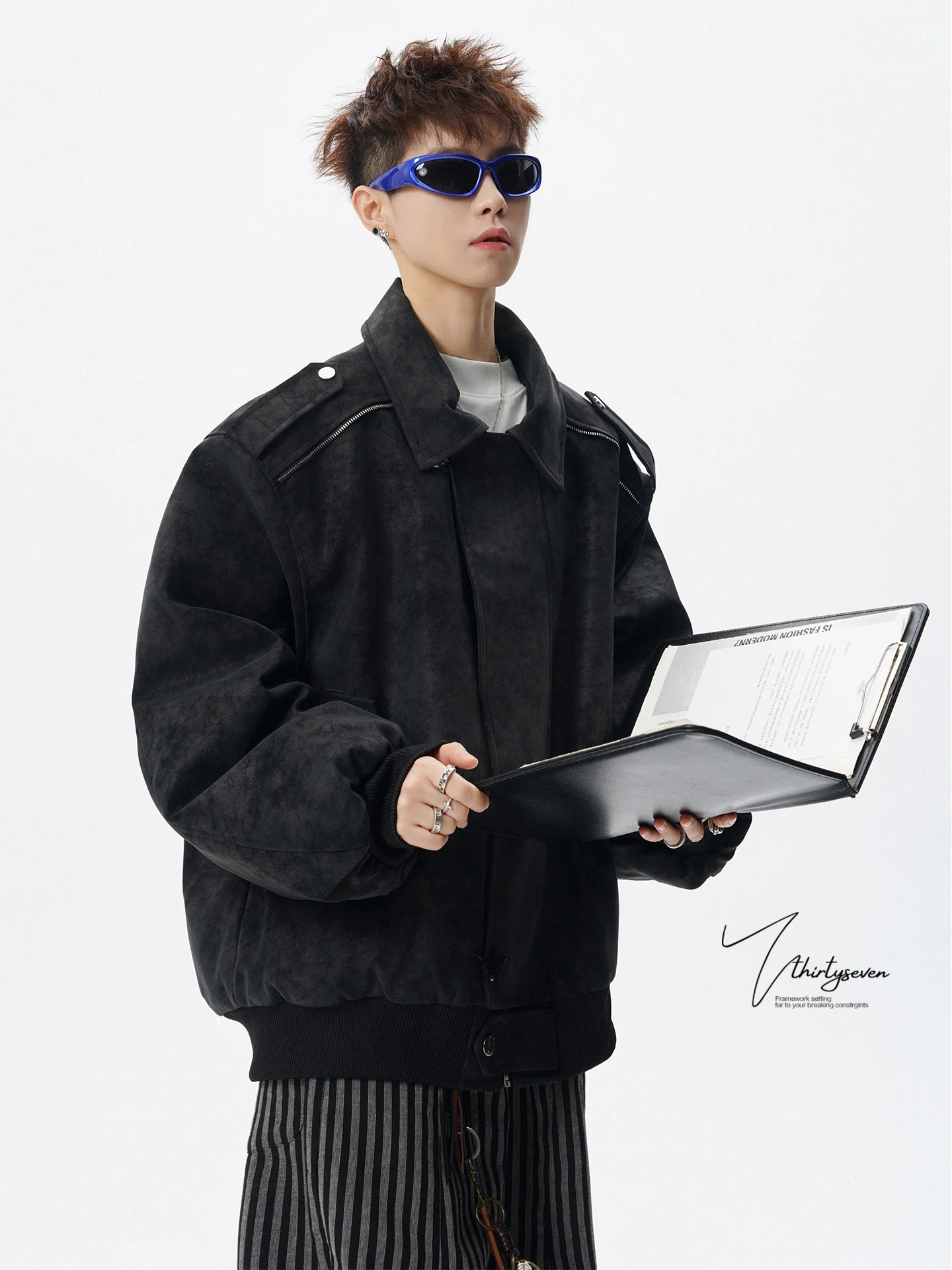 

V37 American Sle Motorcycle Cotton Jaet Men's Winter Faion Brand Youth ape Cotton Coat Outerwear oulder Zipper Design