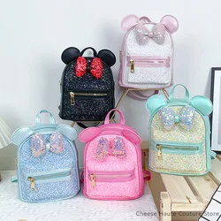 Baby Girls Backpacks Kindergarten SchoolBags Children Fashion Sequin Bow Ears Cute Sequin Princess Storage Bags 2022