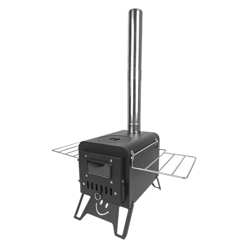 Outdoor portable folding camping picnic self-driving tour tent firewood stove indoor heating firewood-coal dual-purpose stove ti