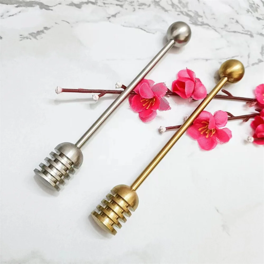 Honey Spoon Straight Handle 304 Stainless Steel Modern Simplicity Tableware Honey Stir Bar With Round Bead Honey Mixer