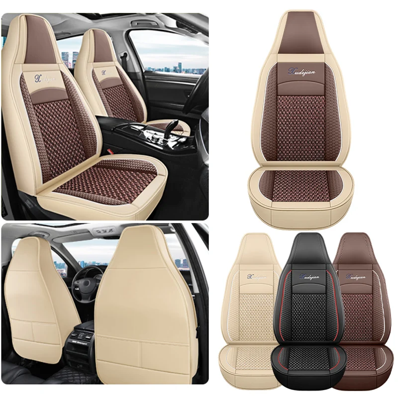 

2pcs Universal Front Car Seat Covers, Breathable Mesh & PU Leather Omfortable & Durable for All Seasons Fits Most Vehicle Models