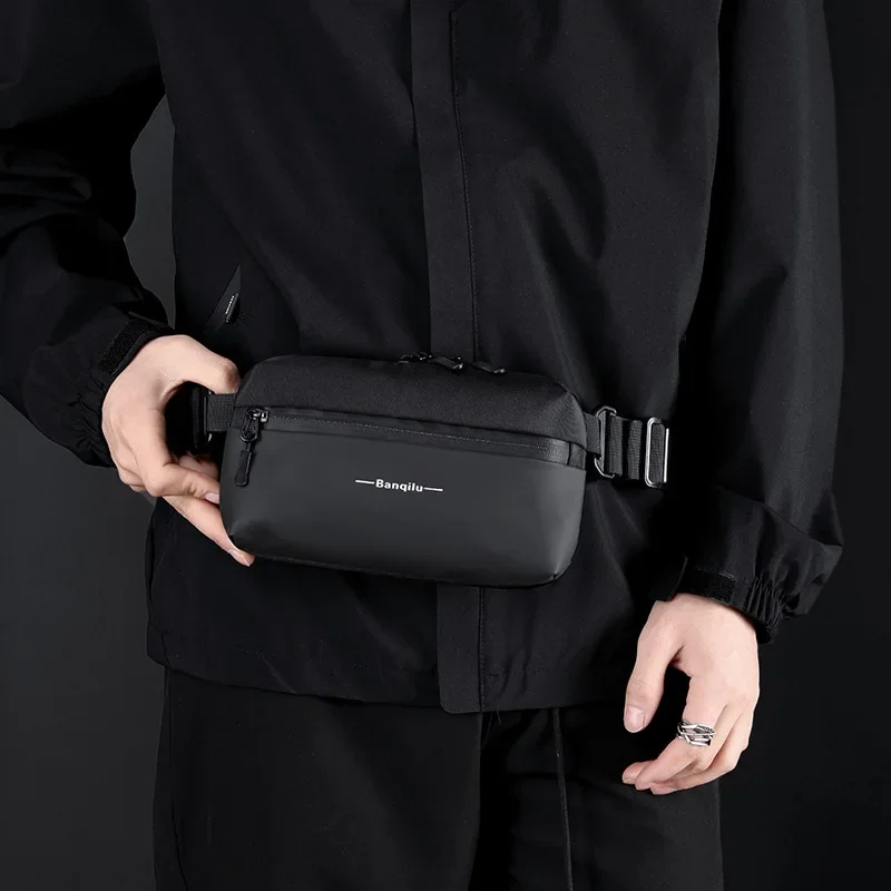 

Men Contrast Color Nylon Mini Waist Bag Business Travel Simple Portable Shoulder Bag Outdoor Pillow Money Crossbody Bag