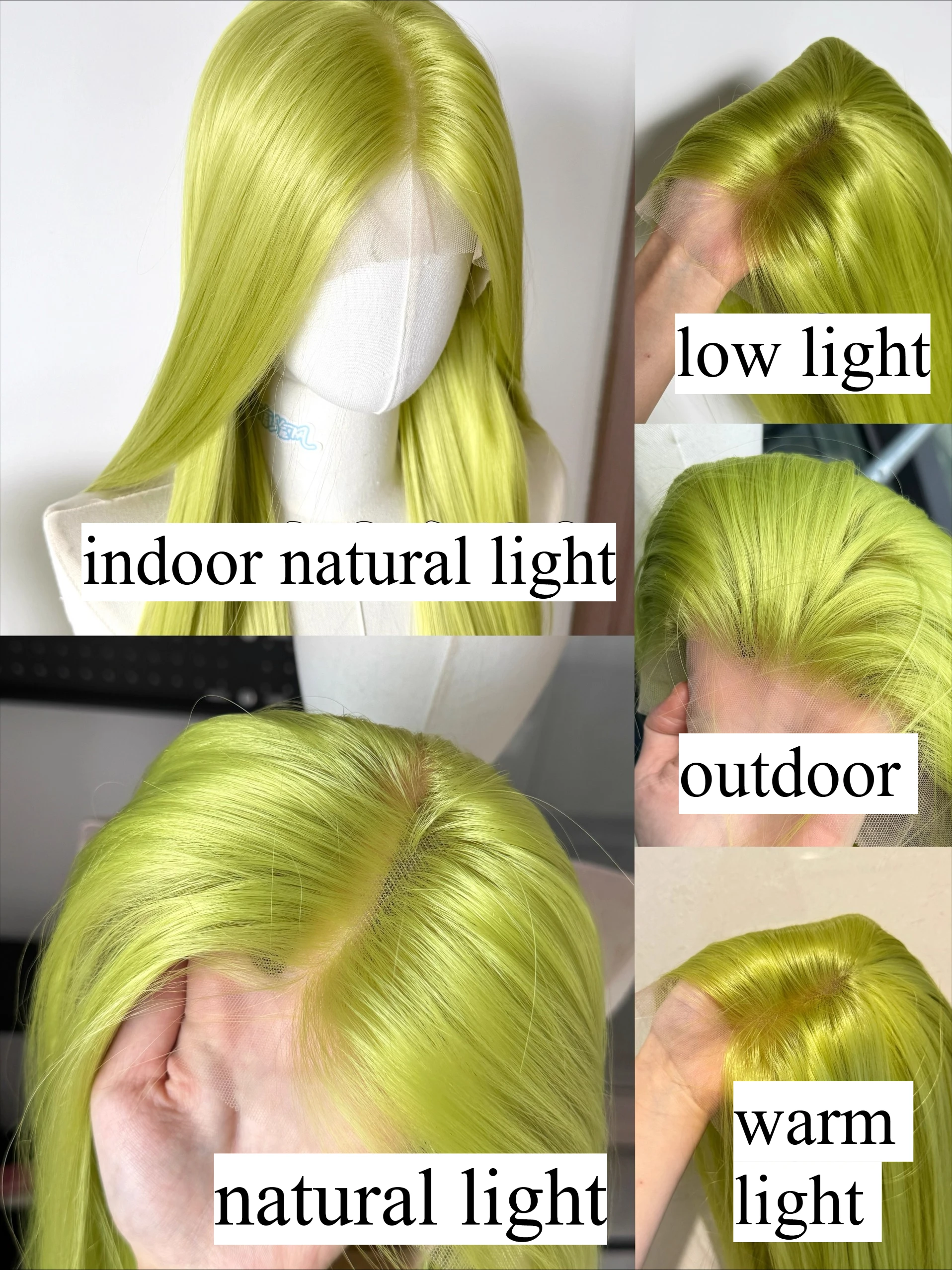 Parrucca anteriore in pizzo verde pietra preziosa verde oliva Capelli lunghi lisci 13 * 4 Parrucche frontali in pizzo HD per parrucche sintetiche in pizzo Cosplay Lolita