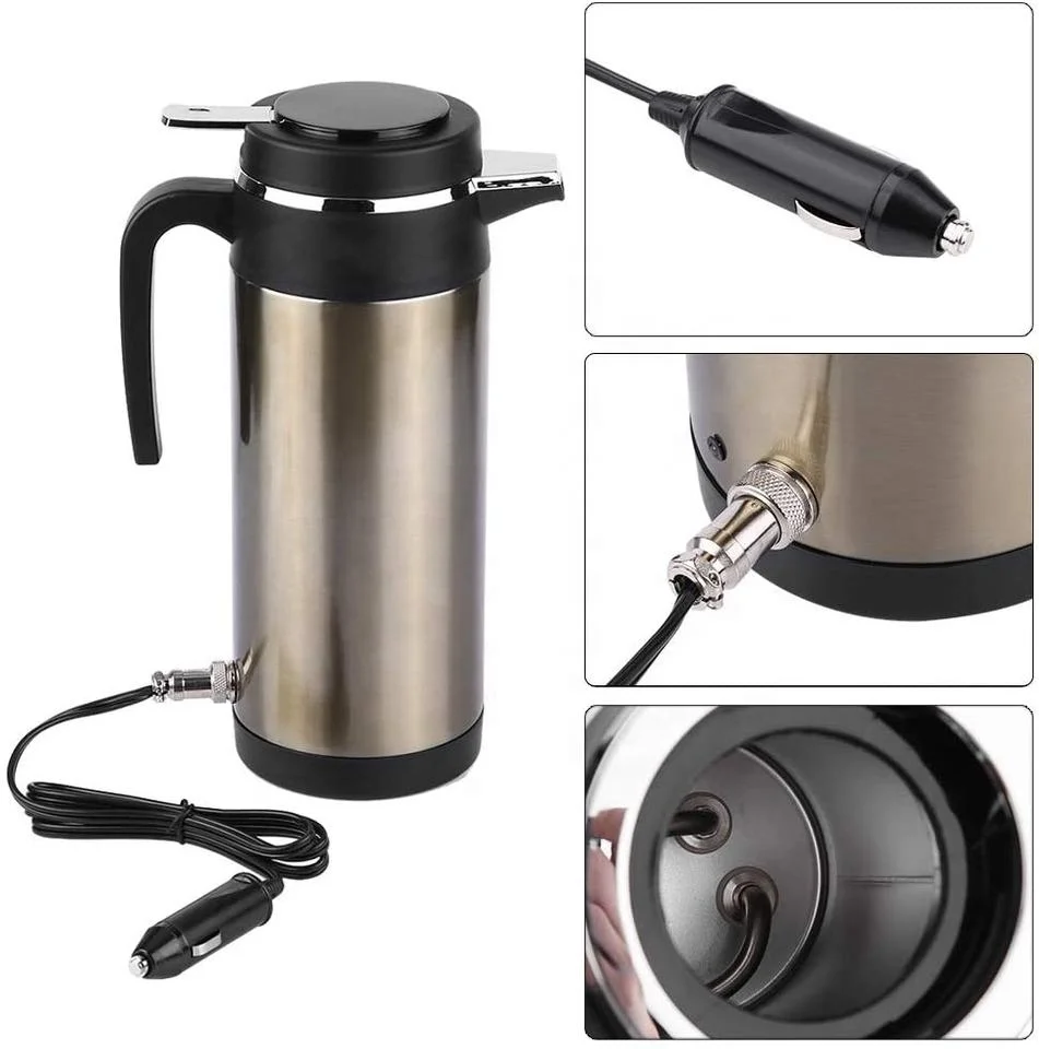 DC12V/24 فولت سيارة غلاية 1200 مللي سيارة كهربائية غلاية السفر سخان زجاجة ماء سعة كبيرة الشاي القهوة الحليب سيارة المرجل