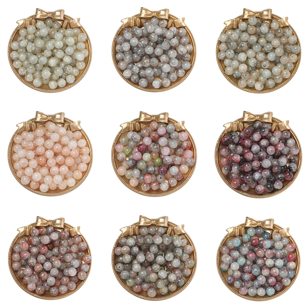 20/50Pcs 10mm Glass Cracked Round Beads Spacer Loose Bead for DIY Bracelet Necklace Jewelry Making Accessories