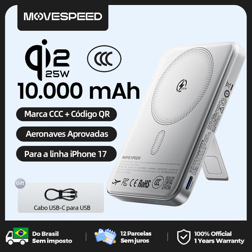 【ccc】movespeed-jp387pro-qi2-25w-bateria-externa-magnetica-de-carga-rapida-de-10000mah-para-iphone-17-pro-max