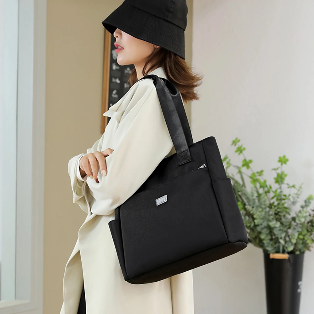 

Female Hand Bag Nylon Underarm Bag Multi-Pockets Large Capacity Casual Fashion Portable Simple Elegant for Weekend Vacation
