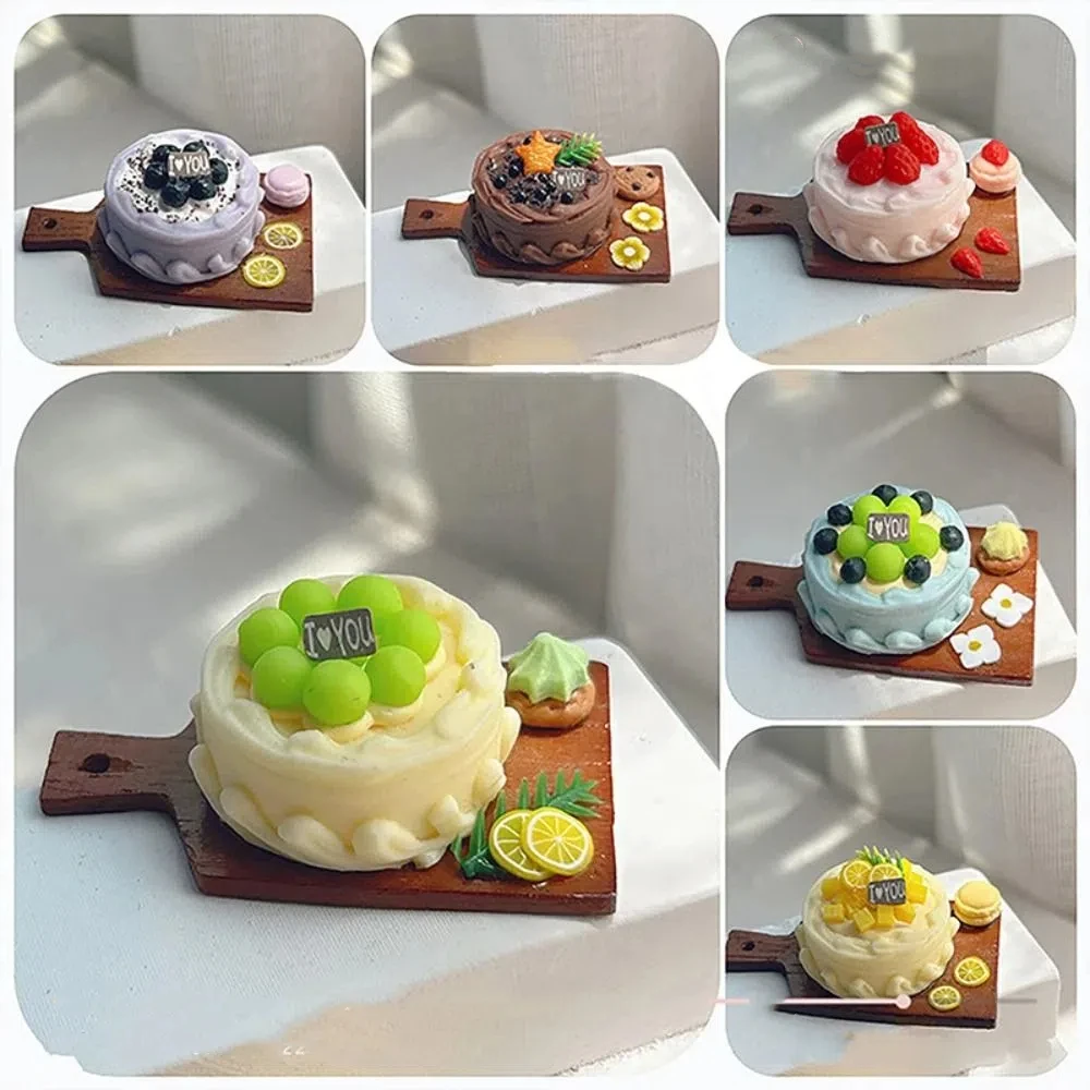 Cream Fruit Cake Model Toys Simulation Cutting Board Fruit Cake Model Ornaments Lifelike Mini Simulation Kitchen Toy