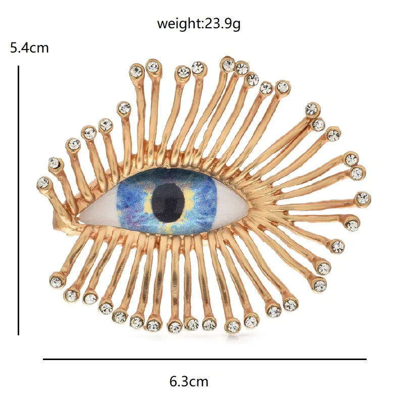 Wuli&baby Big Eye Brooches For Women Unisex Designer Rhinestone Charming Eye-lash And Eyes Banquet Office Brooch Pins Gifts
