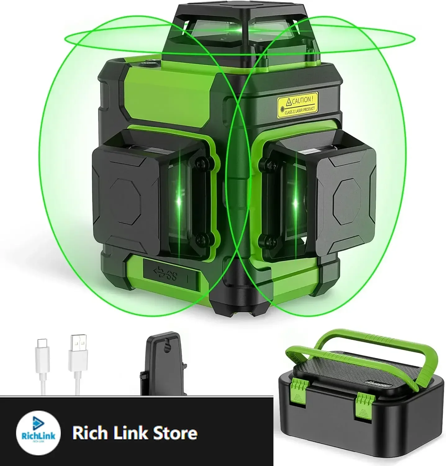 

Laser Level 360, Self Leveling Rechargeable Green Beam for Construction with Pulse Mode, Strong Magnetic Bracket