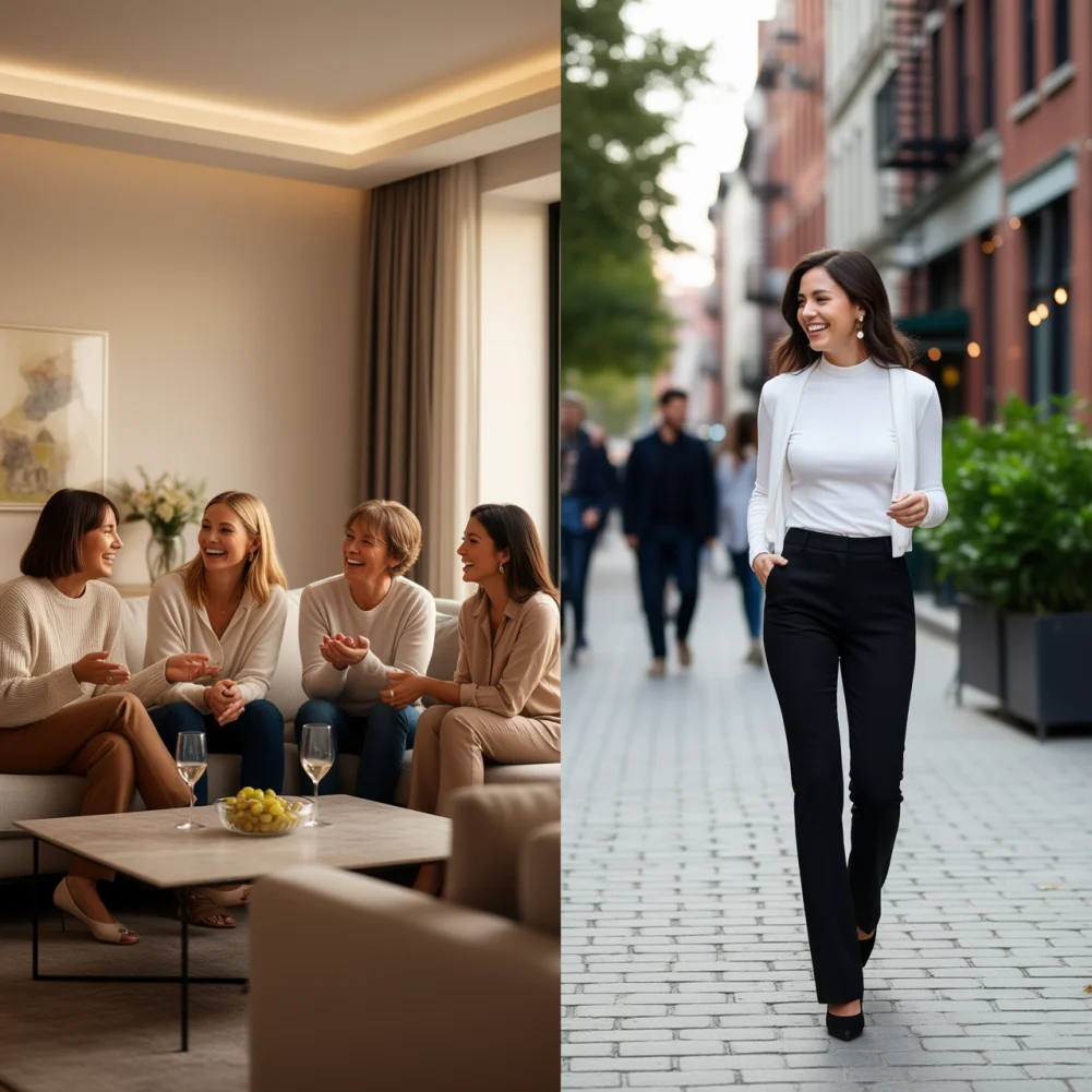 Casual Office Wear Trousers, Women Pure Color High Waist Flared Pants Soft Wrinkle Resistant Stretchy With Pockets