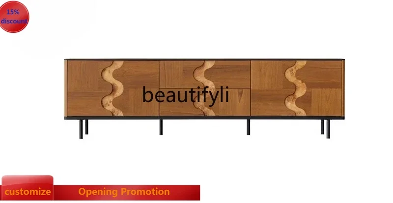 ss8350 Medieval solid wood teak color TV cabinet living room home floor TV cabinet retro furniture combination