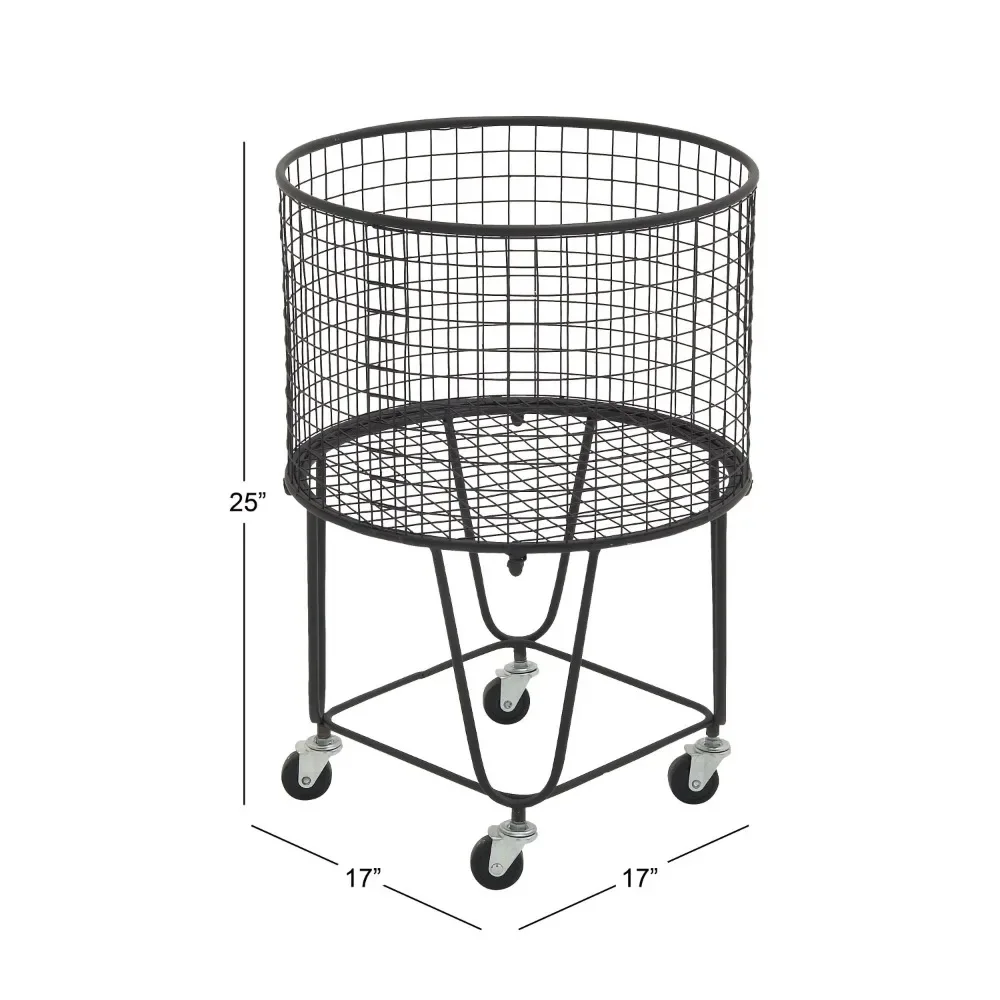 Cosmoliving Door Kosmopolitische Black Metal Diepgeplaatste Metalen Mesh Wasmand Opbergkar Met Wielen